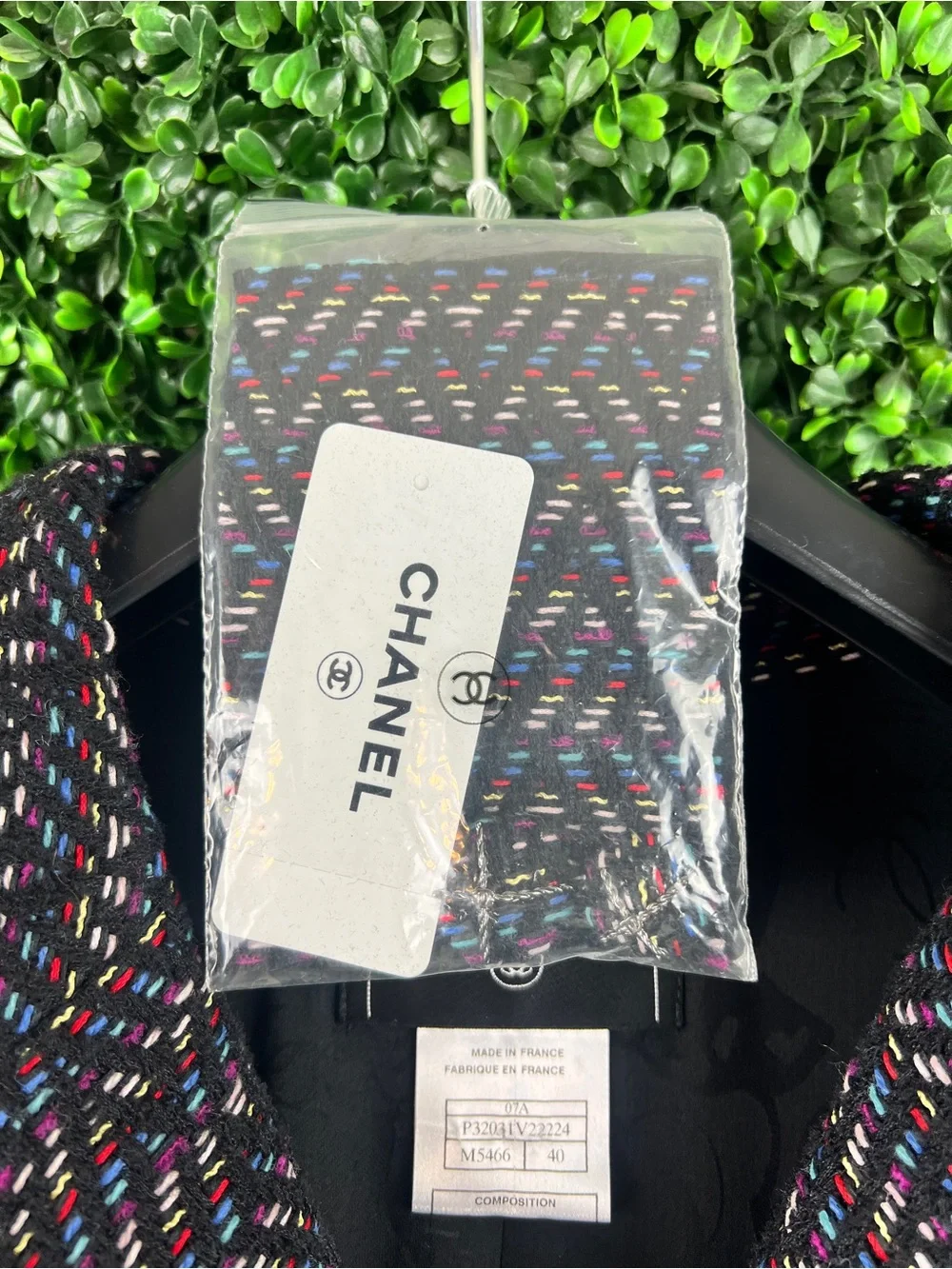 CHANEL Tweed Maxi Coat in Navy and Multi-Color